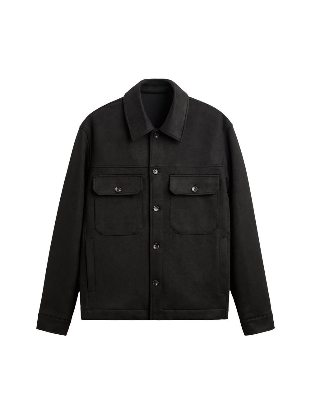 Zara Faux Suede Black Button-Front Lightweight Shirt Jacket - S